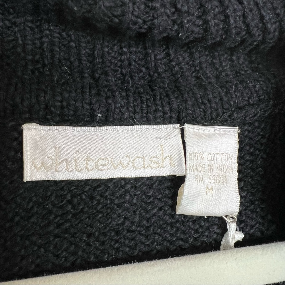 Whitewash Ladimir black and white floral stitch cardigan sweater size Medium - Picture 14 of 16